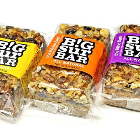 All three Big Sur Bar flavors. The Original yellow label, The White Zest orange label, The Blind Date purple label. All Natural. No additives or preservatives.